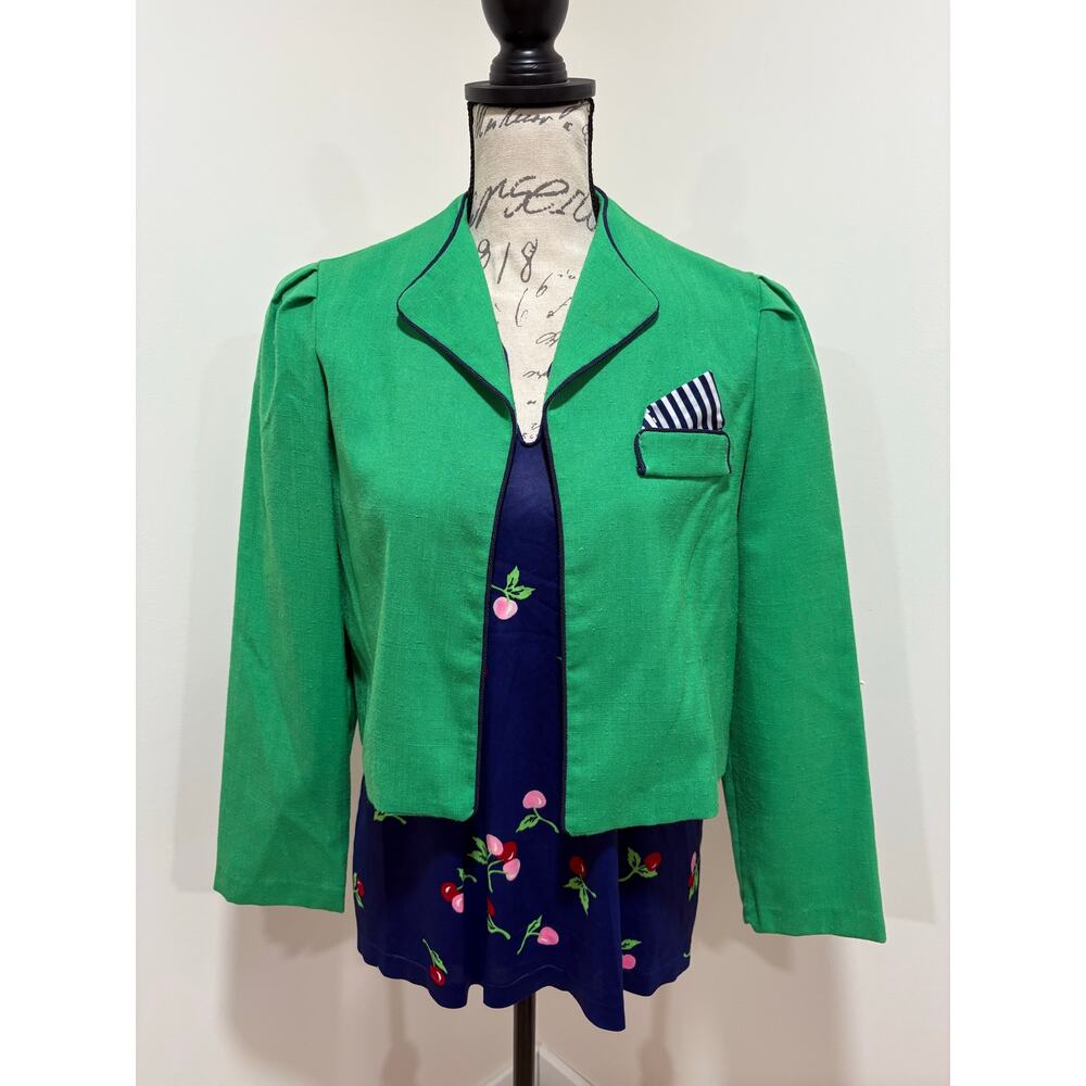Vintage Green Blazer w/ Blue Cherry Top Size Medium